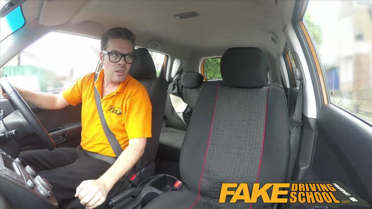 Fake Driving School Black haired Euro with Glasses