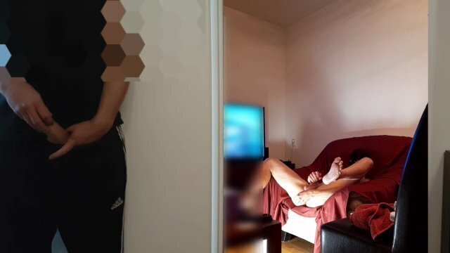 Caught straight roommate masturbating while fuck webcam