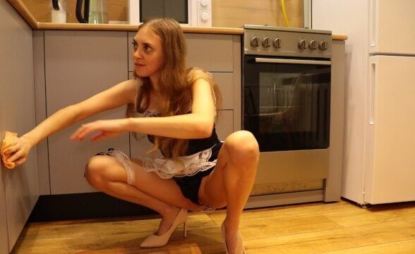 Sexy Maid Cleaning Kitchen