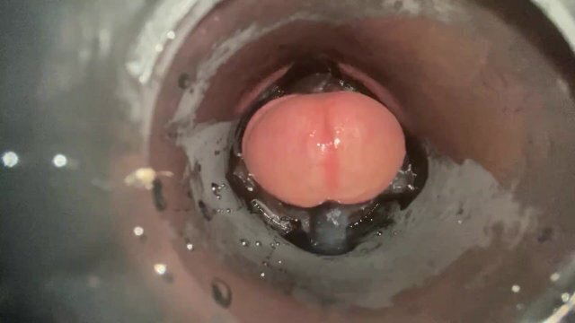 Fleshlight fuck internal cam, Load hits camera!
