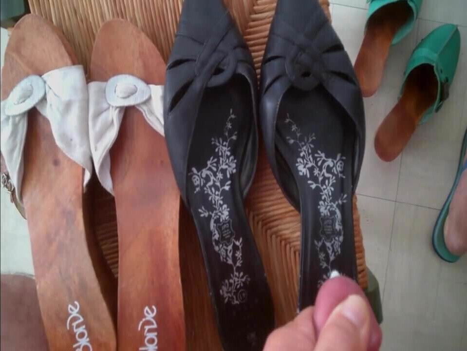 Cum on sexy leather mules 001