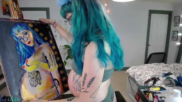 Painting pregnant self portrait