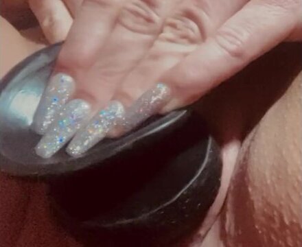 Small vibrator clit while fuck myself with dildo makes hard