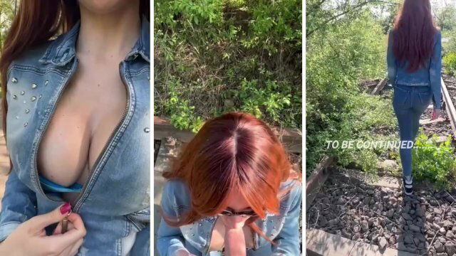 Busty Teenager Swallow Stranger Train Road