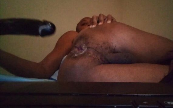 Black soft asshole penetrated dildo