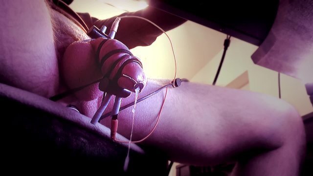 Nice bondage edging, until precum start dripping slowly cumshot follows