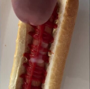 I eat a hotdog with cum