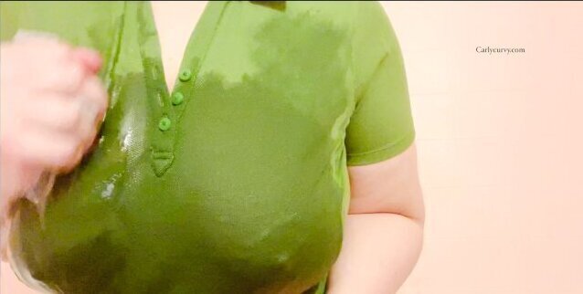 Getting shirt bath showing boobs!