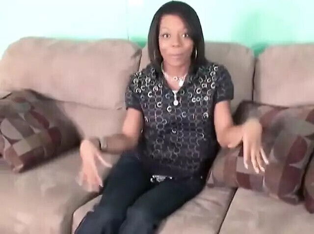 Sexy slim black girl rubs pussy couch