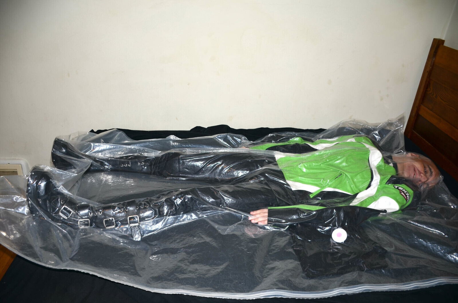 VacPacked Dougs Motorcycle Jacket leather motorcycle overalls tall boots