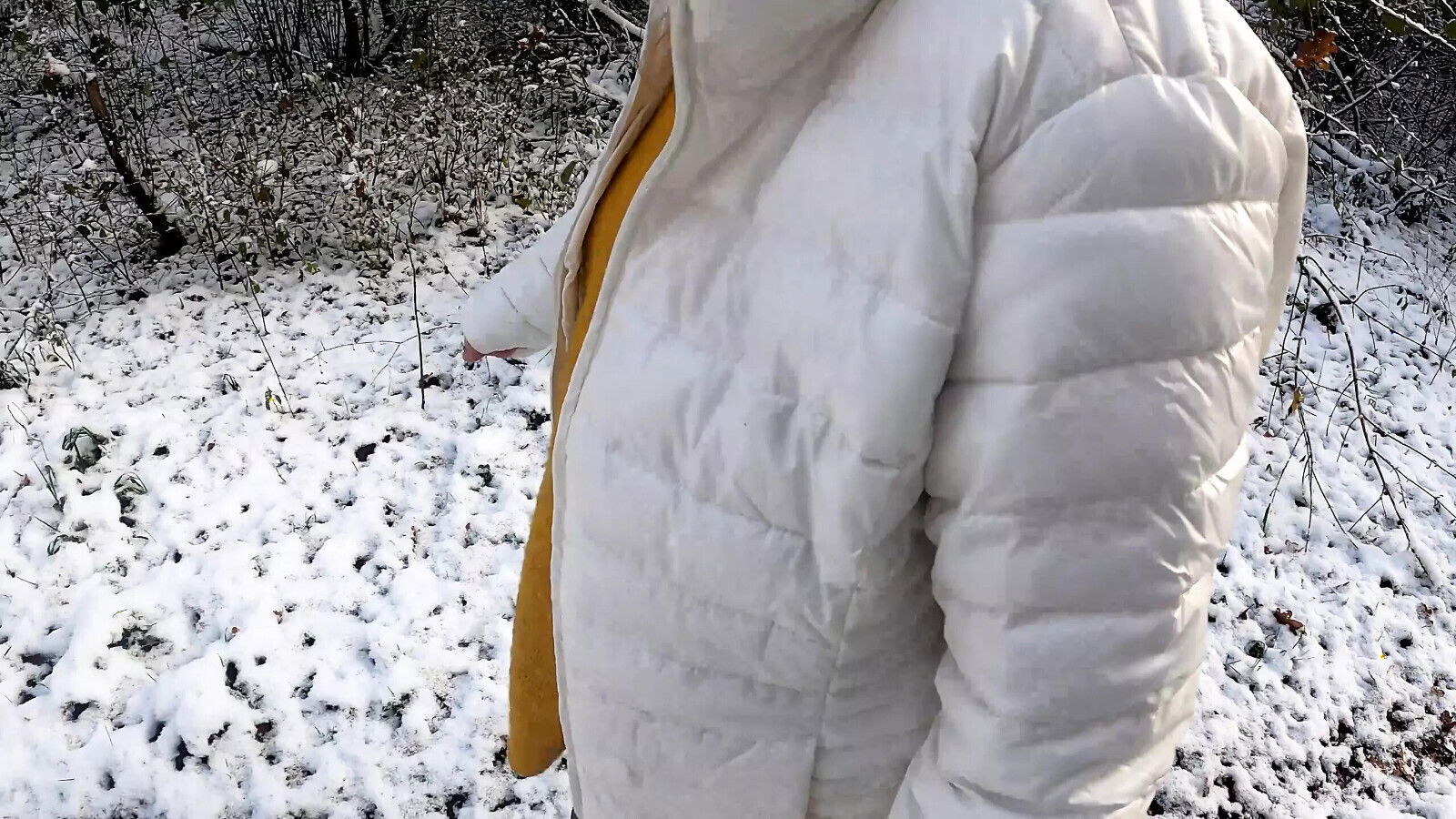 Naked walking titslapping snow