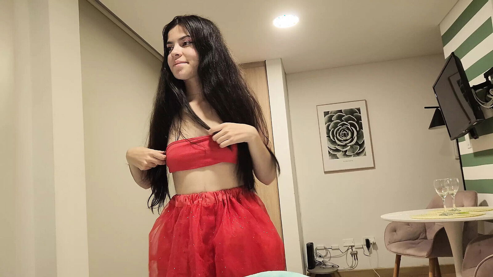 stepdaughter arrives skirt without underwear fuck with wife's