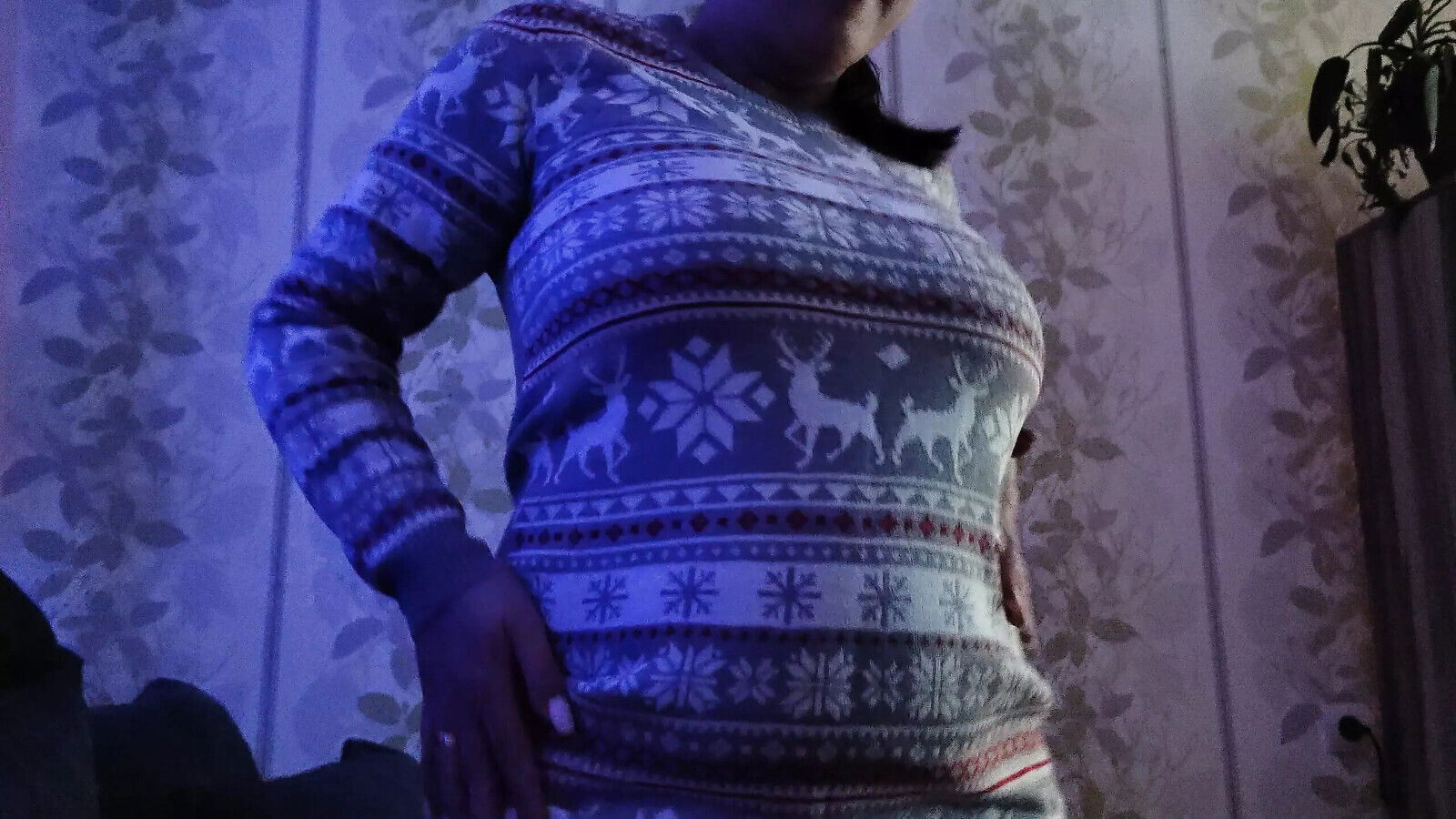 Christmas girl give evening surprise