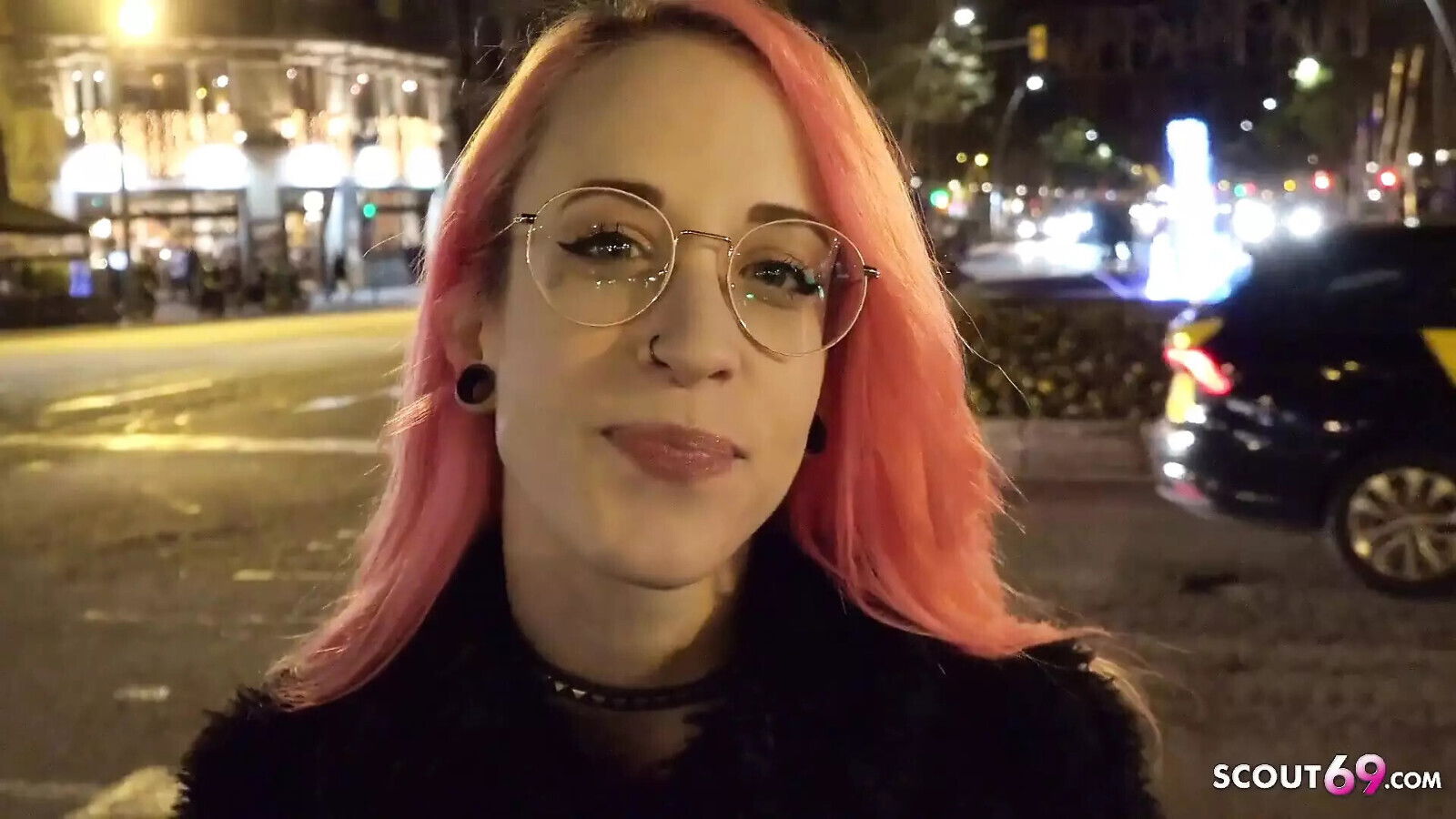 German Scout Crazy pink hair Latina girl Lilian rolling orgasm pickup