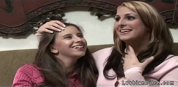 Brunette blonde lesbian cuties enjoy each other