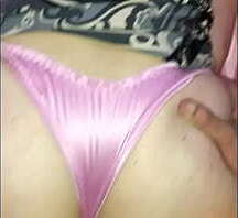 1801ip French Amateur Slut, Clothed Black, White &amp_ Grey Satin Dress, Fuck, Pink Satin Panties, Fuck, Deepthroat, Mouth, SexToys