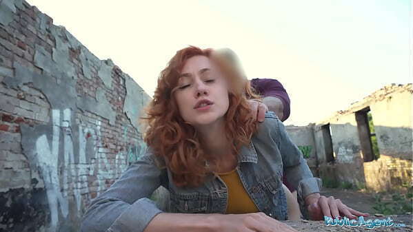 Public Agent Sexy redhead waitress sucks gets fucked doggystyle outside public