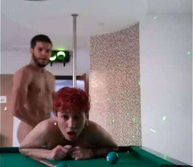 Fucking pink haired tattooed slut pool table