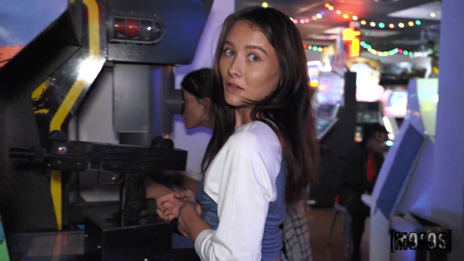 Charming teen goes wild game hall