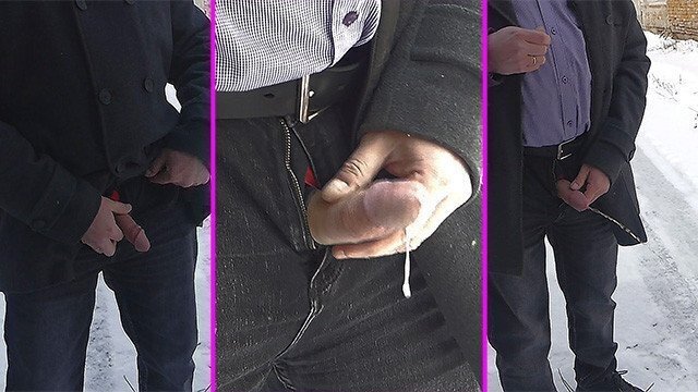 Trianon cumshot #377. Решил окропить первый снег свежей спермой мочей