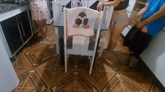 stepbrother fucks while stepmom washes dishes