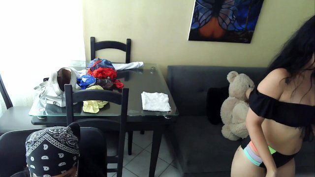 Horny brunette records herself dancing very sexy, while best cousin nearby