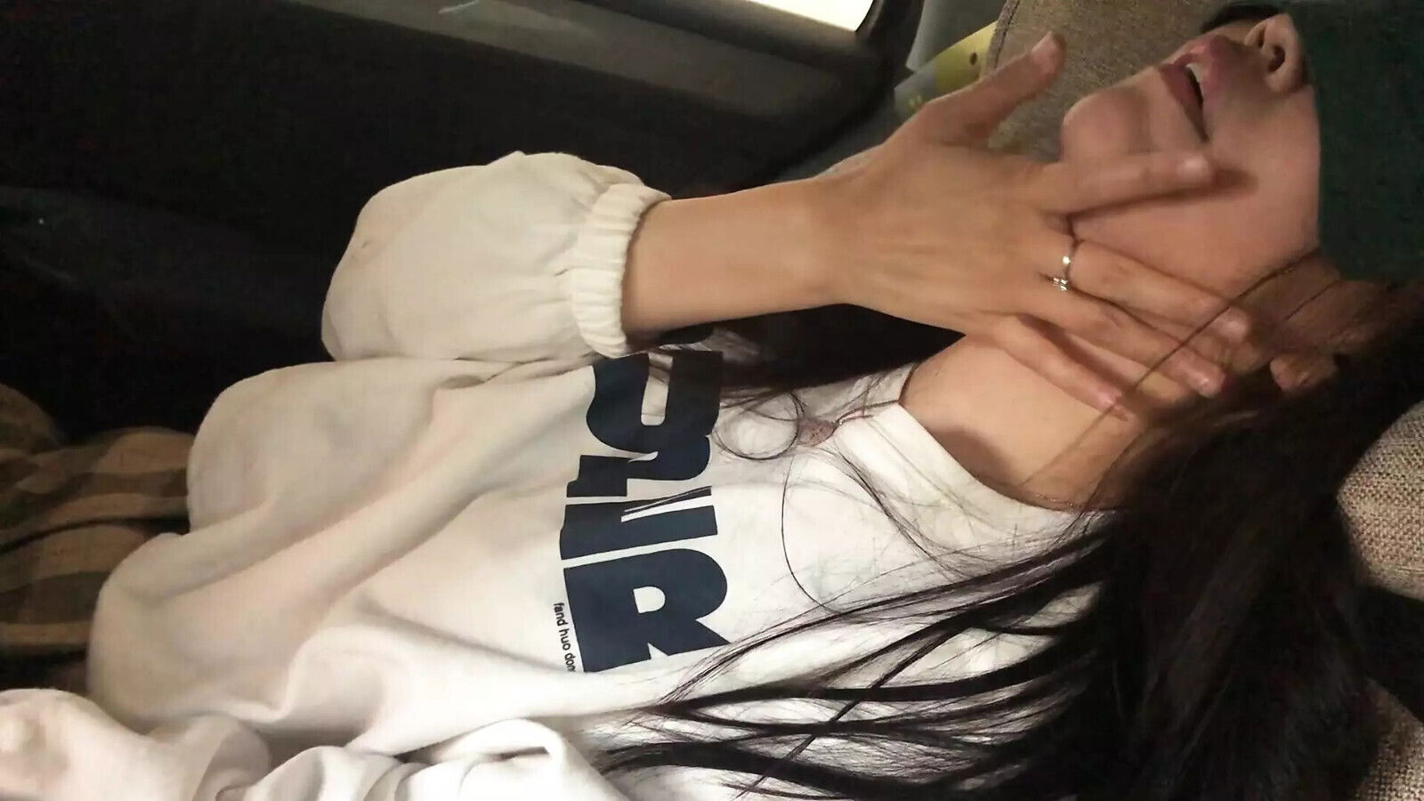 Hooking with young woman, someone suddenly came