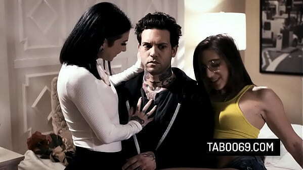 Tattooed step sisters Joanna Angel Abella Danger share their step brother'_s meaty