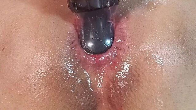 Rampaging massage swallowed slimy asshole filled with enema.