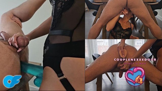 Pegging with strap milking over table COUPLENEXXXDOOR