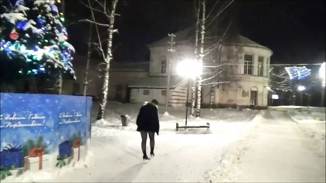 Winters walk. Year's night walk nylon tights without skirt