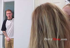 Stepson Walks In On Stepmom And Stepaunt Going All Lesbo