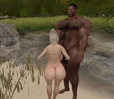 lucky beach bimbo gets lucky encounter with muscular, aggressive nigr bull