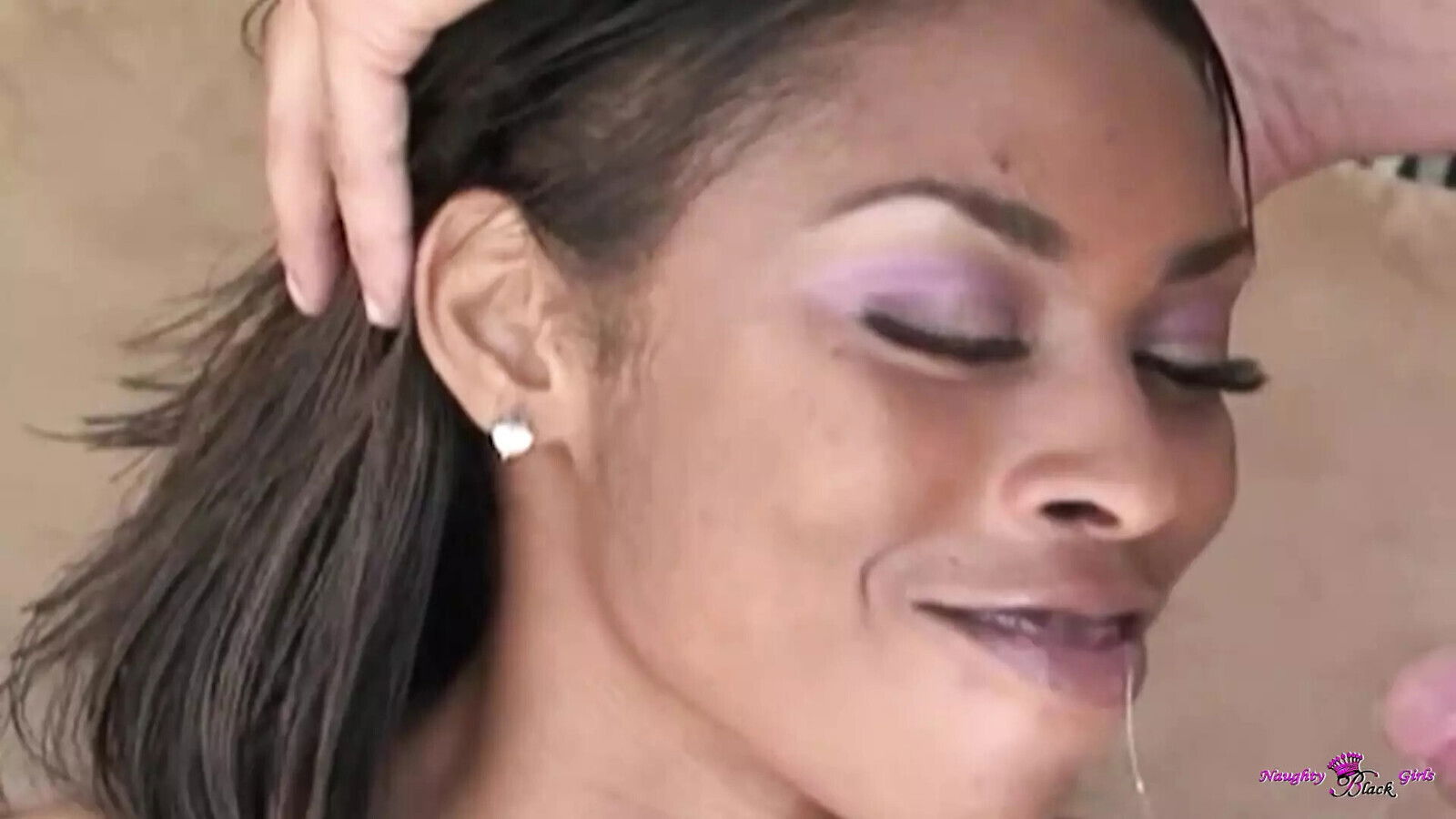 Perfect black girl Jordan sucks fucks hung white stud until cums