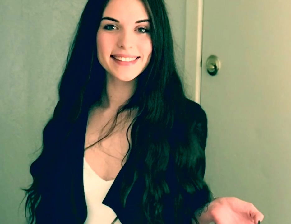 Slender brunette with small enjoys doggy pose after club