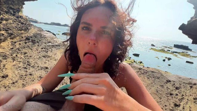 Amazing Deepthroat Beach Public Nude Blowjob
