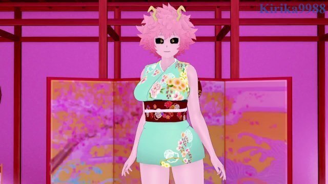 Mina Ashido Izuku Midoriya have intense bedroom. Hero Academia Hentai