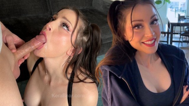 Girlfriend Gives Sneaky Sloppy Blowjob Repair