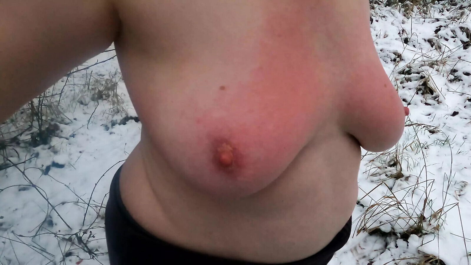 Naked walking titslapping