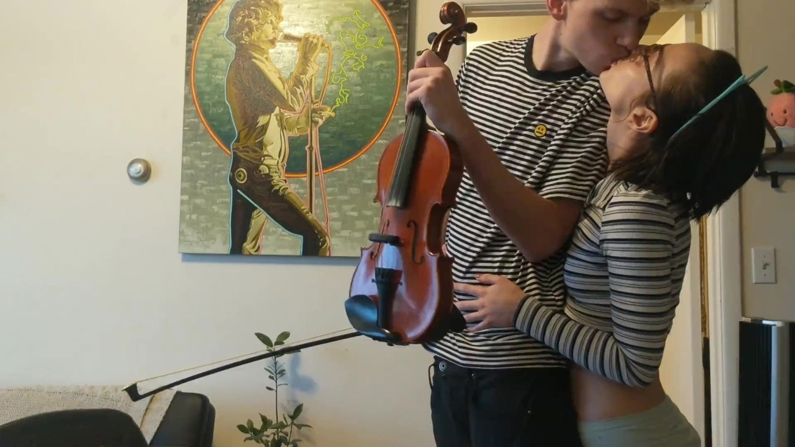 Slim Nerdy Cutie Pleases With Fuck While He's Playing Violin