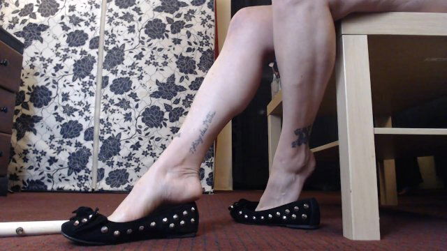 Black Rivet Ballet Flats