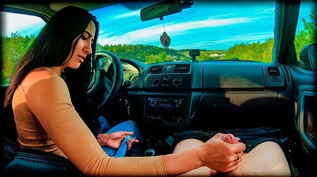 Risky Handjob Near Road