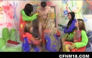 Lucky involved wild CFNM party with teen girls