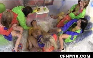 Lucky painted CFNM females