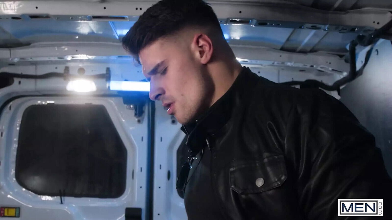 Bearded Officer Olivier Robert Lets Malik Delgaty Pound Eager Give Facial