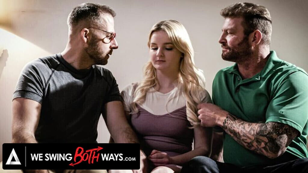 SWING BOTH WAYS Blonde Double Vaginal Penetration During Rough Bisexual Threesome