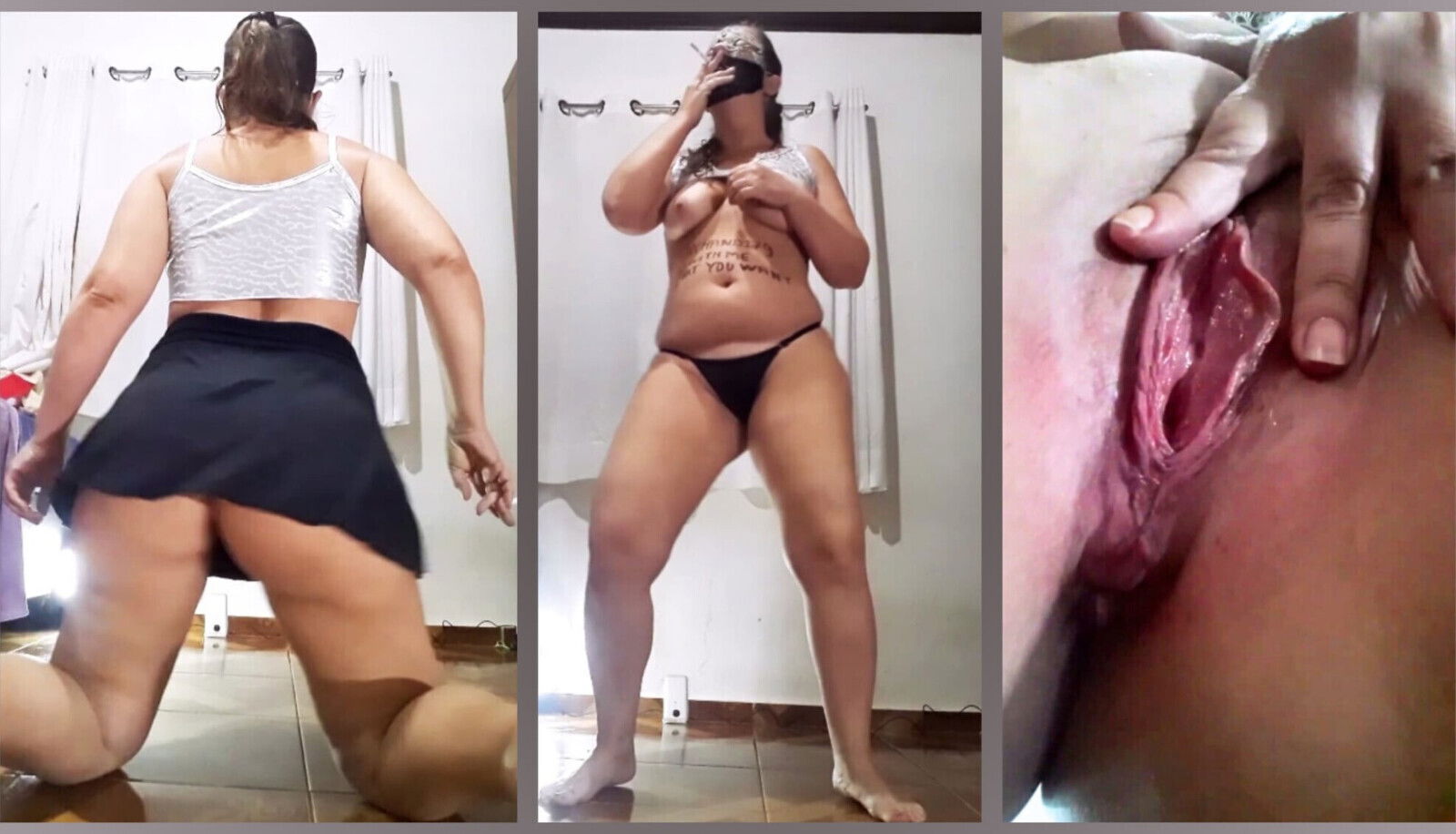 Taking clothes, skirt black panties