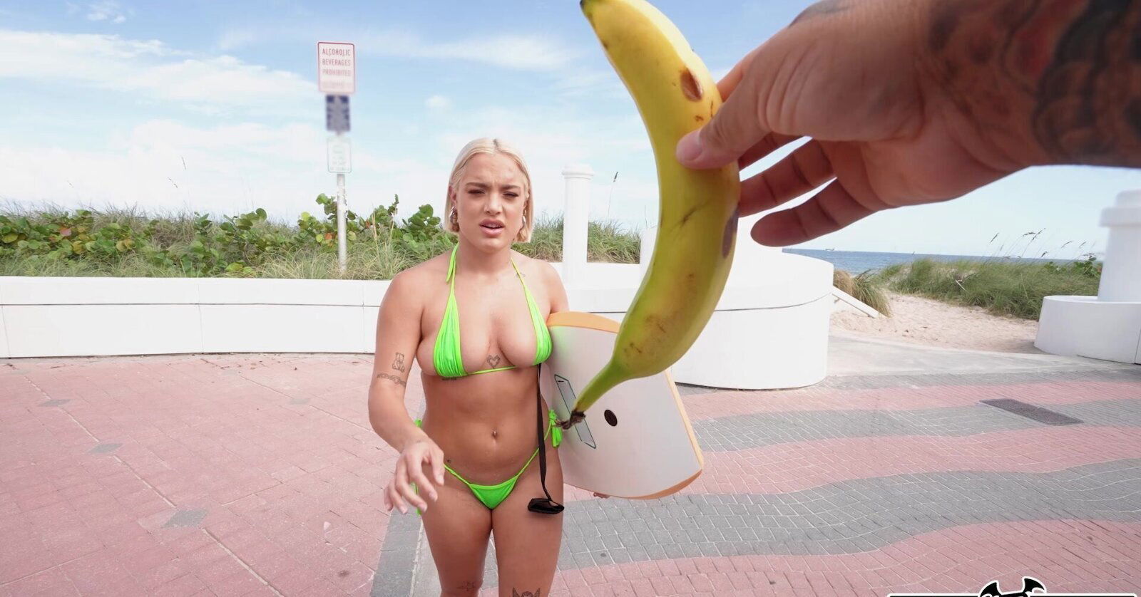 Blonde stranger Monet drops bikini black dick