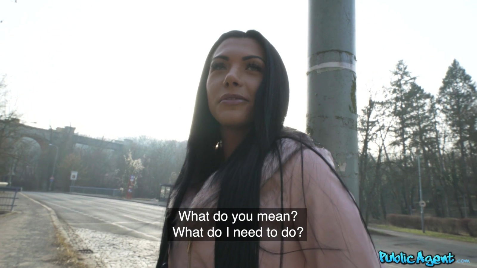 Amazing outdoors quickie with stunning stranger Adelle Sabelle