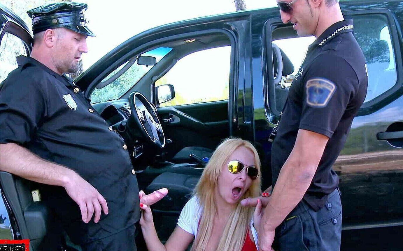 blonde MILF Tamara fucked hard police officers